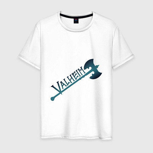 Мужская футболка Valheim тёмное лого с секирой / Белый – фото 1