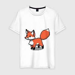 Футболка хлопковая мужская Minecraft Pixel art fox, цвет: белый