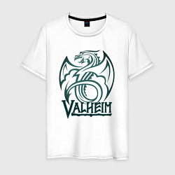 Футболка хлопковая мужская Valheim Dragon, цвет: белый