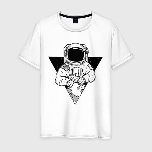 Мужская футболка Космонавт чинит землю / Белый – фото 1