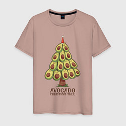 Футболка хлопковая мужская Avocado Christmas Tree, цвет: пыльно-розовый