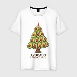 Футболка хлопковая мужская Avocado Christmas Tree, цвет: белый