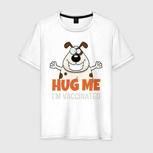 Мужская футболка Hug Me Im Vaccinated / Белый – фото 1