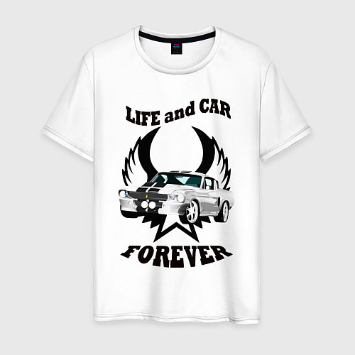 Мужская футболка Life and car forever / Белый – фото 1