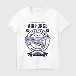 Футболка хлопковая мужская Легендарный военный самолет, цвет: белый