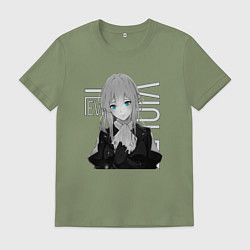 Футболка хлопковая мужская Вайолет Эвергарден, цвет: авокадо