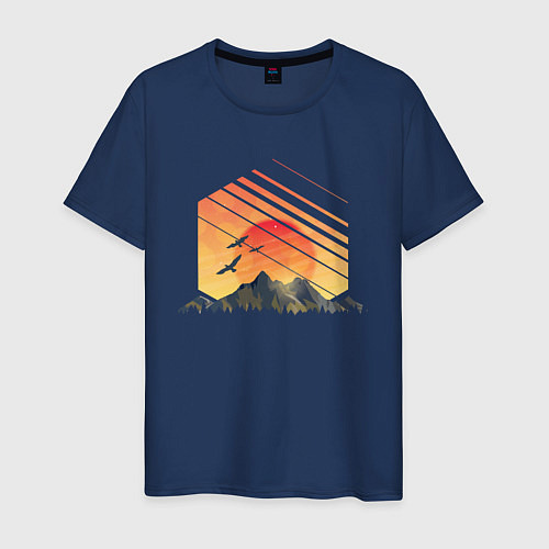 Мужская футболка Mountain Galaxy Sunset / Тёмно-синий – фото 1