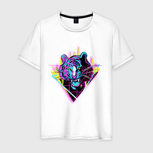 Мужская футболка Retrowave Neon Tiger / Белый – фото 1