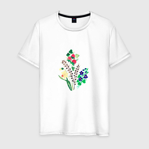 Мужская футболка Разные цветы / Белый – фото 1