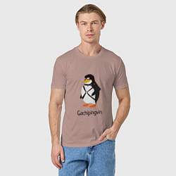 Футболка хлопковая мужская Gachipingvin Гачипингвин, цвет: пыльно-розовый — фото 2