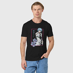 Футболка хлопковая мужская Рей Аянами Evangelion, цвет: черный — фото 2