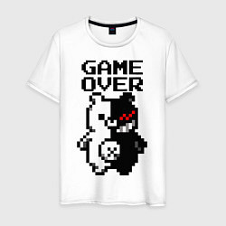 Футболка хлопковая мужская MONOKUMA GAME OVER, цвет: белый