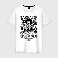 Футболка хлопковая мужская Сахалин Остров Экстрим, цвет: белый