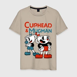 Футболка хлопковая мужская Cuphead & Mugman, цвет: миндальный