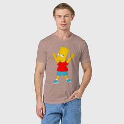 Футболка хлопковая мужская Барт Симпсон, цвет: пыльно-розовый — фото 2