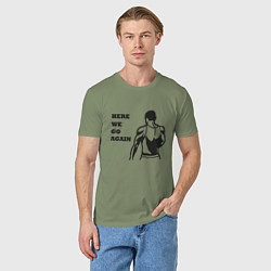 Футболка хлопковая мужская HERE WE GO AGAIN, цвет: авокадо — фото 2