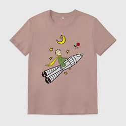 Мужская футболка Маленький принц на ракете