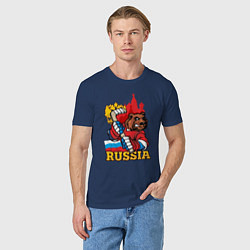 Футболка хлопковая мужская Хоккей Россия, цвет: тёмно-синий — фото 2