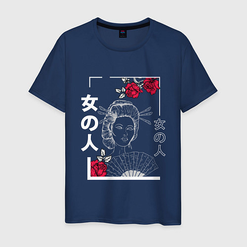 Мужская футболка Vaporwave Japanese Geisha / Тёмно-синий – фото 1