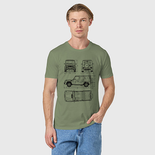 Мужская футболка MERCEDES-BENZ G-CLASS СХЕМА / Авокадо – фото 3