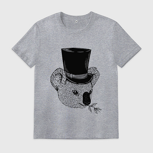 Мужская футболка Коала Джентльмен в Цилиндре / Меланж – фото 1