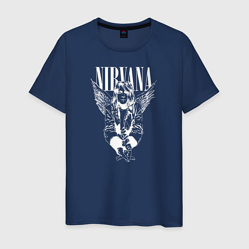 Мужская футболка Курт Кобейн Nirvana Белый / Тёмно-синий – фото 1