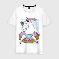 Футболка хлопковая мужская Chilling Unicorn, цвет: белый