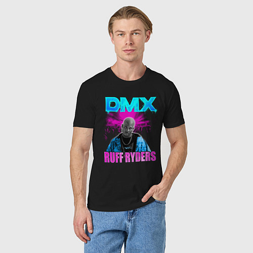 Мужская футболка DMX NEON ЛЕГЕНДА РЭПА / Черный – фото 3