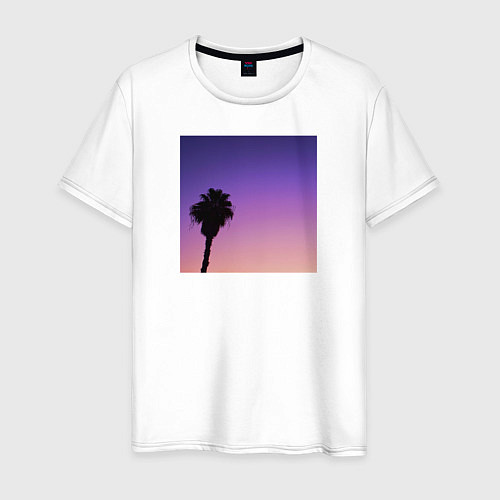 Мужская футболка Пальма на закате / Белый – фото 1
