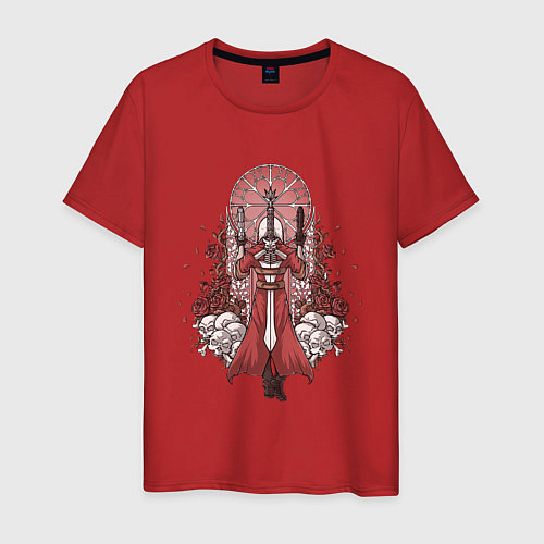 Мужская футболка Данте в розах / Красный – фото 1