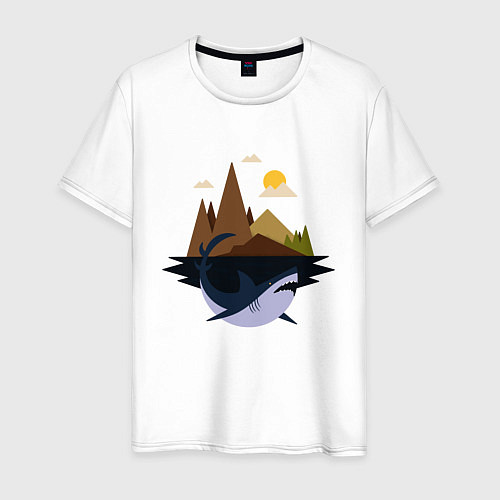 Мужская футболка Abstract Geometry Shark Island / Белый – фото 1