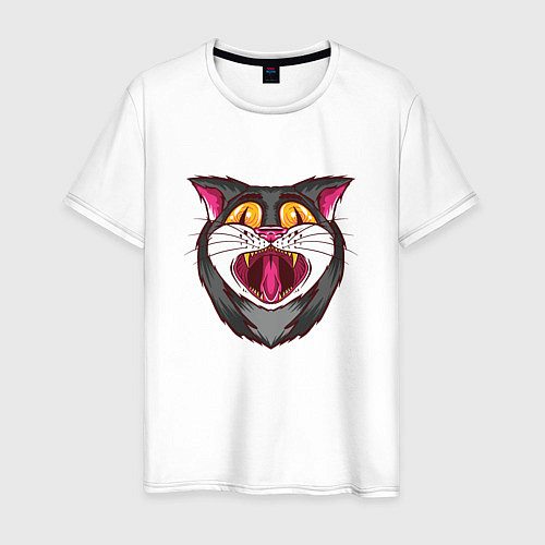 Мужская футболка Зевающий кот прикол / Белый – фото 1