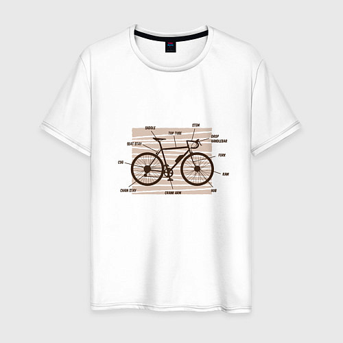 Мужская футболка Схема Анатомия Велосипеда / Белый – фото 1