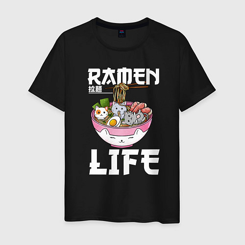 Мужская футболка Ramen life / Черный – фото 1