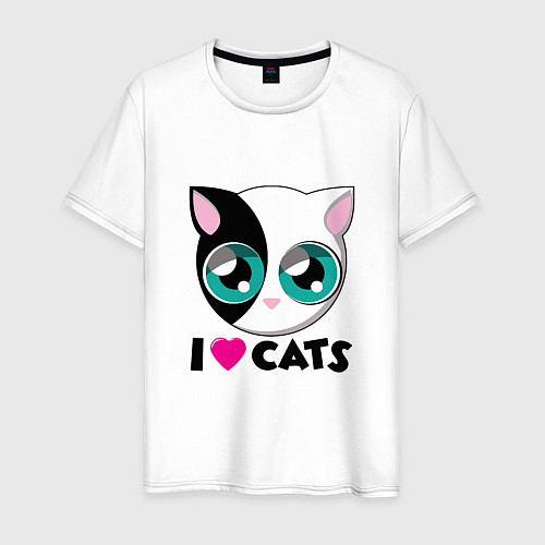 Мужская футболка I Love Cats / Белый – фото 1