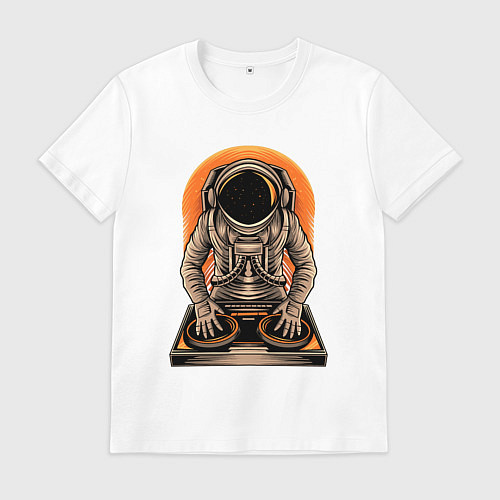 Мужская футболка Космонавт диджей - cosmo DJ / Белый – фото 1