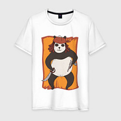 Футболка хлопковая мужская Панда Пират Panda Pirate, цвет: белый