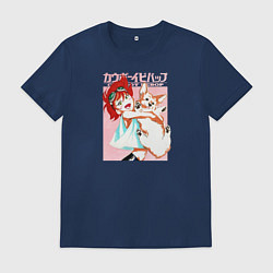 Футболка хлопковая мужская Cowboy Bebop Эдвард и Эйн, цвет: тёмно-синий