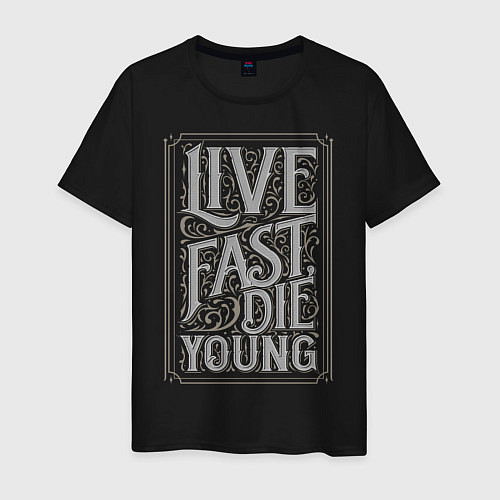 Мужская футболка Live fast, die young / Черный – фото 1