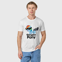 Футболка хлопковая мужская Gangsta pony, цвет: белый — фото 2