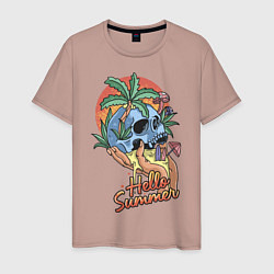 Футболка хлопковая мужская Summer skull, цвет: пыльно-розовый