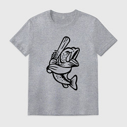 Футболка хлопковая мужская Рыба с битой, цвет: меланж