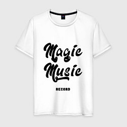 Футболка хлопковая мужская Magic Music Record Black on White, цвет: белый