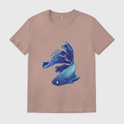 Футболка хлопковая мужская Рыбка петушок, цвет: пыльно-розовый