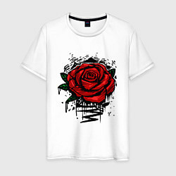 Футболка хлопковая мужская Красная Роза Red Rose, цвет: белый