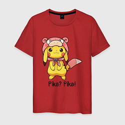 Футболка хлопковая мужская Пикачу Pika? Pika!, цвет: красный