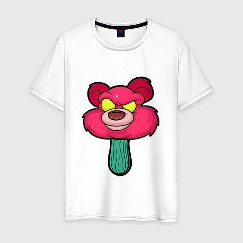 Мужская футболка Розовый медведь / Белый – фото 1