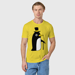 Футболка хлопковая мужская Пингвин в шляпе, цвет: желтый — фото 2