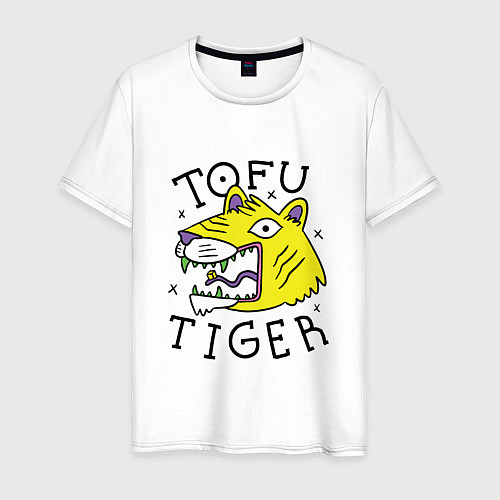 Мужская футболка Tofu Tiger Тигр Сыр Тофу / Белый – фото 1