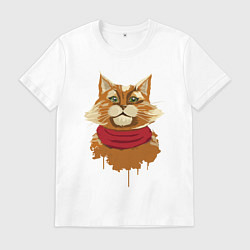 Футболка хлопковая мужская Рыжий Кот, цвет: белый